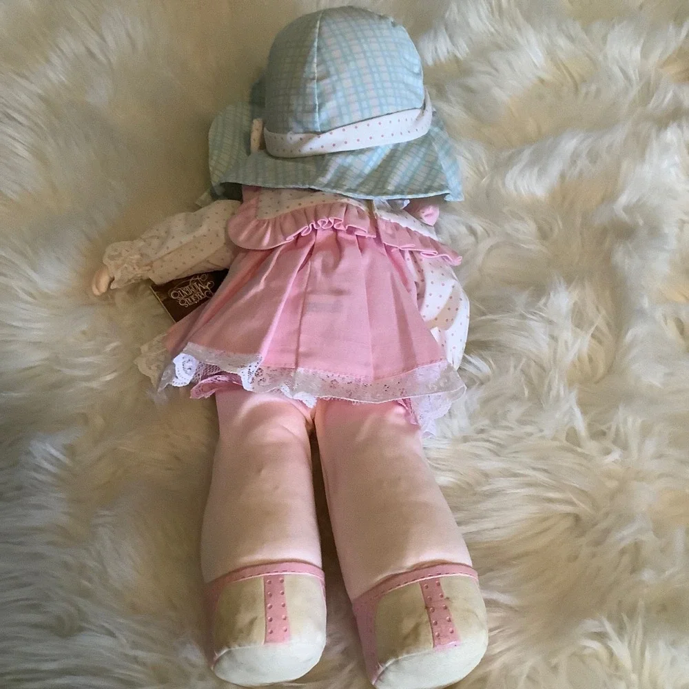 Vintage Precious Moments Soft Body‎ Doll Pink Dress Gingham Hat 16 inch PMC Inc
